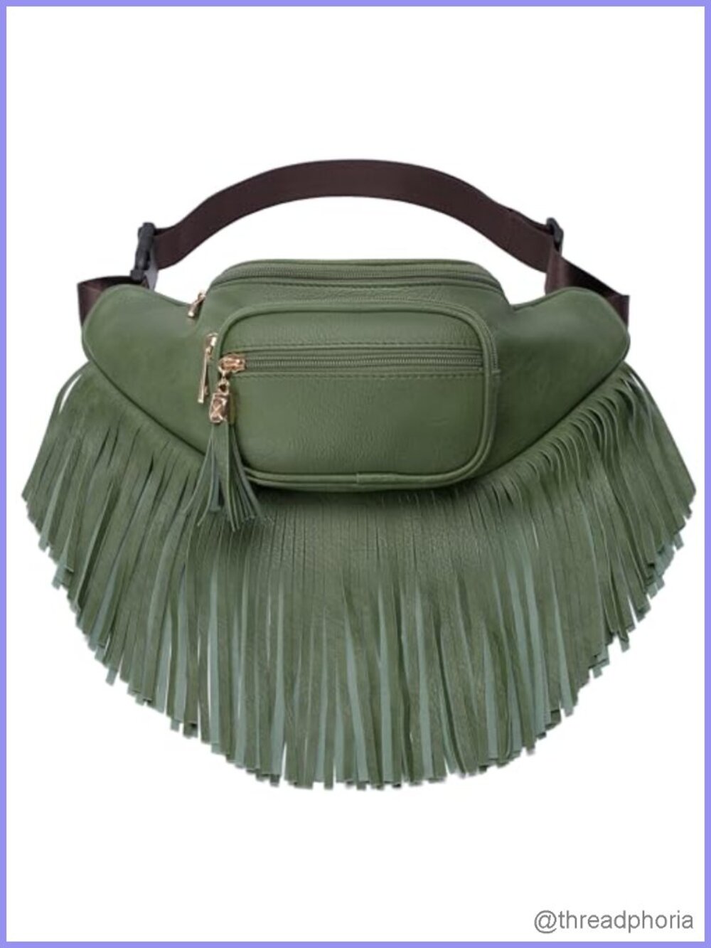 Fringe Waist Pack for Women Multi Zipper Pockets Travel Fanny Pack Faux Leather